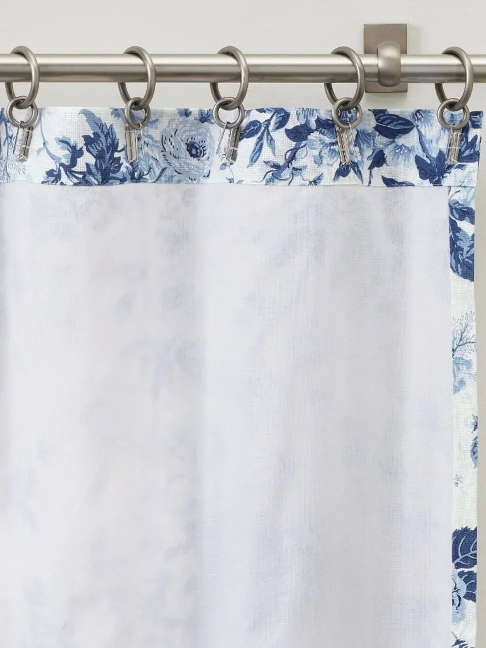 Pottery Barn 2 Blue Garden Floral Toile Curtains Drapes Linen Cotton 50x108